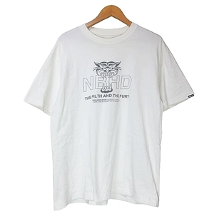 ネイバーフッド NEIGHBORHOOD Tシャツ 半袖 カットソー ロゴ プリント クルーネック 白 X メンズ