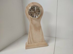 ITH/E7B‐DA2 未使用品 バルーン トールペイント デコパージュ 白木時計 木彫り時計 置き時計 高さ35cm 手工芸 インテリア アート 740-7153