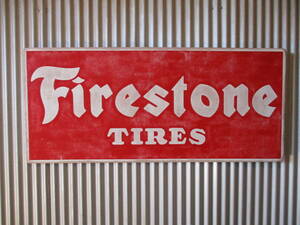 ビンテージサイン木製看板 FIRESTONE検）TIREGOODYEARPIRELLIガレージカスタムアメ車ハーレーSHELLBPMICHELIN企業販促USA50s60s70s