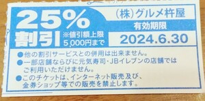 グルメ杵屋　25％割引　1枚