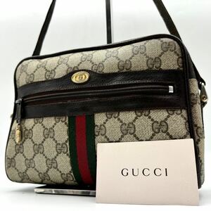 2285【最高峰】OLD GUCCI オールドグッチ ショルダーバッグ 斜め掛け GG シェリーライン インターロッキング ゴールド金具 PVC レザー 本革