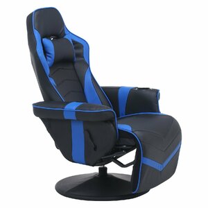送料無料 ゲーミングチェア パーソナルチェア リクライニングチェア FPS 快適なゲームライフに 椅子 フットレス ヘッドレス ブルー 青 新品
