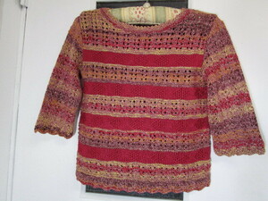 ｃ-97手編み　ハンドメイド　マダムのサマーニット　セーター　七分袖　レターパック￥520