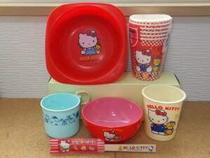 サンリオ SANRIO HELLO KITTY ハローキティ 1985 1987 1988 1989 タキシードサム チアリーチャム プラスチック 茶碗 深皿 カップ RETRO CUP