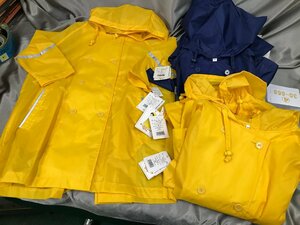 04-30-868 ◎AJ【小】 未使用品　雨具 カッパ 子供用 レインコート 男の子用 サイズ色々 青色 黄色 計5点セット