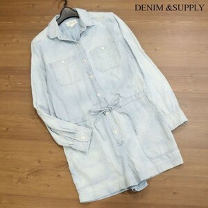 DENIM&SUPPLY ラルフローレン USED加工♪ 長袖 シャンブレー デニム サロペット オールインワン Sz.S/160/84A　レディース　D2T03066_C#F