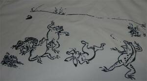◆鳥獣戯画 Tシャツ 蛙・兎 柄 京都市 高山寺 紙本墨画 絵巻物 国宝 日本最古の漫画