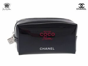 シャネル ノベルティ コスメポーチ 化粧ポーチ 2021 MAKEUP ルージュ ココ ブルーム ROUGE COCO Bloom エナメル 黒 CHANEL【New 新品】