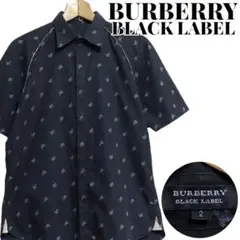 BURBERRY BLACK LABEL ホースロゴ総柄 半袖シャツ サイズ2