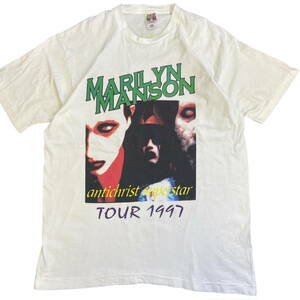 90s USA製 MARILYN MANSON 1997 ANTICHRIST SUPERSTAR Tシャツ XL マリリン・マンソン × L7 バンド ロック 90年代 超希少 ヴィンテージ 