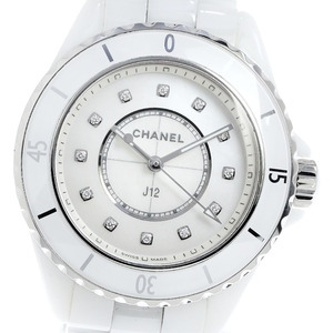 シャネル CHANEL H5704 J12 白セラミック 12Pダイヤ クォーツ レディース 美品 箱・保証書付き_810887