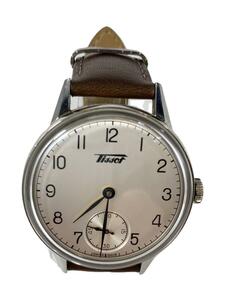 TISSOT◆手巻腕時計/アナログ/レザー/SLV/BRW/T119405