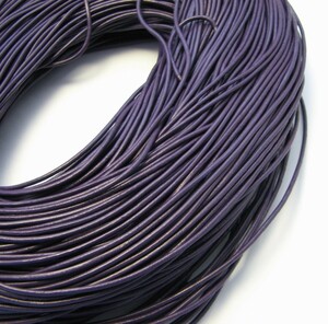 本革紐 丸タイプ 1.5mm 10cm単位 レザー パープル (PP) 紫色