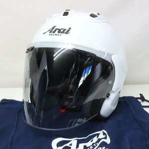 【美品】Arai アライ VZ-RAM ジェットヘルメット XLサイズ グラスホワイト 人気 バイク 二輪 オートバイ ツーリング スクーター 原付