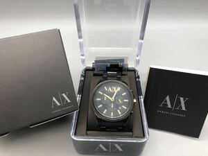 T02058 ARMANI EXCHANGE アルマーニエクスチェンジ　クロノグラフ　黒×ゴールド　AX2094　R6，2月電池交換済。