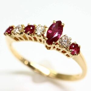 ソ付!!豪華!!《K18(750)天然ダイヤモンド/天然ルビーリング》A 約2.3g 約11.5号 ruby ring 指輪 diamond jewelry ジュエリー EB0/EB0