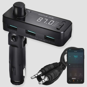 送料無料★JAPAN AVE. FMトランスミッター Bluetooth 5.0 急速充電 カーチャージャー シガーソケット