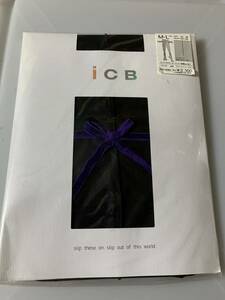 【送料無料】 アツギ hosiery icb lace up tights バックライン 足首ベロアテープ付 ブラック × パープル タイツ atsugi