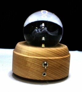 14 00633 ☆ オルゴール 木製 星の王子様 充電式 インテリア クリスタル ボール 君をのせて ラピュタ LEDライト 投影【アウトレット品】