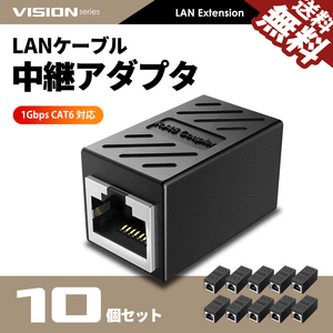 LANケーブル 中継アダプタ 931041 延長コネクタ cat6 cat5e ギガビットイーサネット対応 8P8C RJ45 LAN端子 10個 ネコポス 送料無料