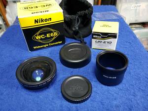 ワイコン　レンズ　NIKON　ニコン WC-E68　ワイドコンバータ　未使用に近い美品　UR-E10 アダプタ付属（美品）2点まとめでレア品です