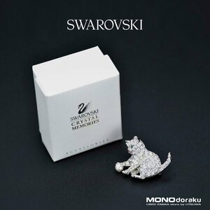 スワロフスキー/SWAROVSKI クリスタルガラス アクセサリー ブローチ 仔猫