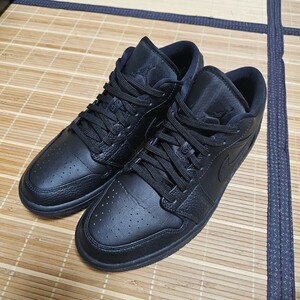 NIKE 27cm 9 スニーカー AIR JORDAN1 レザー ローカット 553558-091 トリプルブラック エアジョーダン1 Triple Black ナイキ 靴