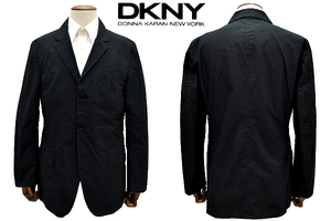 L-1659★美品★DKNY ダナキャランニューヨーク★春秋 正規品 ブラック黒色 カジュアルな 3つボタン コットンジャケット Ｌ