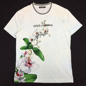 DOLCE＆GABBANA ドルチェ＆ガッバーナ 花柄/フローラル ロゴプリント 染色 クールネック オーバーサイズ 半袖シャツ 花柄Tシャツ 54=XXL