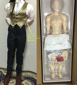 メイクなし軽量７５ｃｍノーマル肌男性ドールフルセット　洋服　ジョイントハンズ付き。他洋服一式、靴５点付き　UF DOL