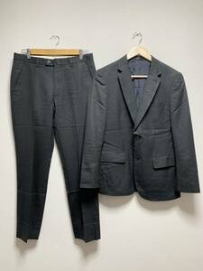 [Paul Smith] 16AW SOHO FIT ウールストライプ カラー裏地 セットアップ スーツ M ブラック 上下 ポールスミス