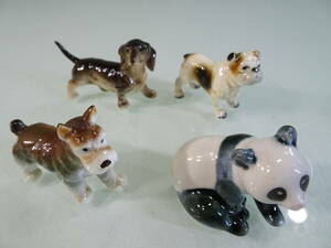 BONE CHINA/ボーンチャイナ　JAPAN　陶器製　犬　パンダ　置物まとめて　昭和レトロアンティーク