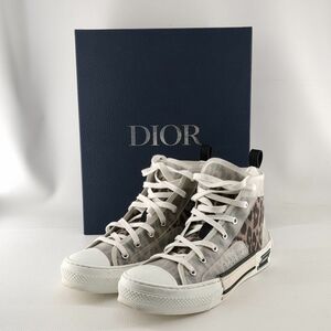 クリスチャンディオール　ハイカットスニーカー　サイズ 42　約27cm　ヒョウ柄　ホワイト　メンズ　B23　Dior　古着　中古　◆3114/高洲店