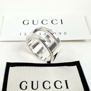 【鏡面仕上げ】鑑定済 グッチ GUCCI リング ブランデッドG 11号 カットアウト シルバー SV925