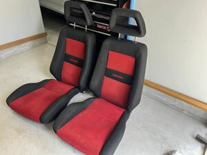 ケイワークス Kei WORKS HN22S 純正 RECARO レカロ シート 運転席 助手席 2脚セット フロント 左右 赤x黒レカロシート セミバケット