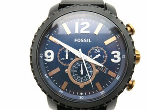 1円◆稼働◆ フォッシル JR-1353 ネイビー クオーツ メンズ 腕時計 L62010