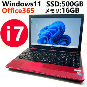 Core i7 windows11 NEC LAVIE ノートPC NS150/M 新品SSD:500GB 新品メモリ:16GB ACアダプタ付 win11 ハイスペック