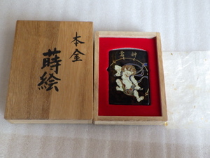 ZIPPO　ジッポー　本金　蒔絵　雷神　漆塗　1996年製　工芸品　木箱　ヴィンテージ　ｚ012413