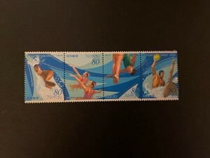 第9回世界水泳選手権大会福岡2001記念切手　横4種連刷　未使用　#943