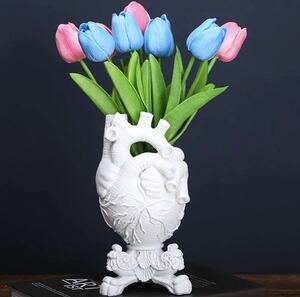 ホワイト Lサイズ 心臓型の花瓶 心臓 ハート 花瓶 植木鉢 花 ユニーク インテリア 置物 装飾 オーナメント 彫刻 702