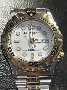  SEIKO セイコー ALBA アルバ AQUA GEAR アクアギア デイデイト 3針 200m ダイバーウォッチ 約37mm メンズ 腕時計 