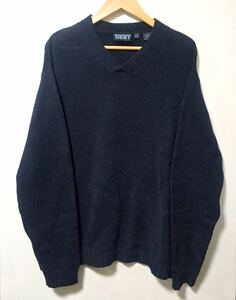 90’s DKNY Donna Karan New York ダナキャランニューヨーク コットンニット ヴィンテージ サイズ M ブラック 香港製