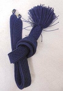 5728　【リサイクル】正絹 男性用 羽織紐「紺」-