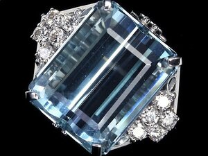 RK11235SS【1円～】新品【RK宝石】≪Aquamarine≫ 美しいテリ艶! 極上アクアマリン 特大14.43ct! 極上ダイヤモンドPt900 高級リング ダイヤ