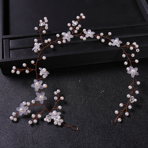 【値下げ相談OK】 結婚式の真珠とクリスタルの弓 付いた さまざまな色 ピンクの花 ヘアアクセサリー