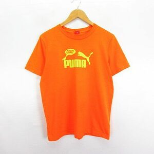 プーマ PUMA Tシャツ カットソー 半袖 クルーネック ロゴ M オレンジ スポーツウェア ※EKM メンズ