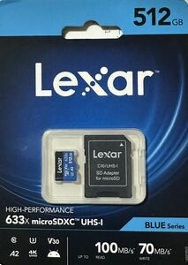 512GB microSDXCカード マイクロSD Lexar レキサー Class10 UHS-1 U3 V30 A2