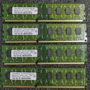 【中古】DDR3メモリ 32GB(8GB4枚組) SanMax SMD-8G28C1P-18MLZ [DDR3-1866 PC3-14900 1.35V]