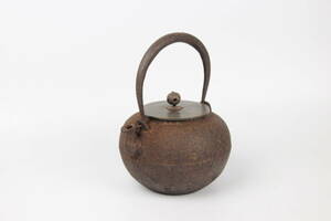 鉄瓶 時代　龍文堂造　日の丸形　古鉄瓶　約1000ml　 煎茶道具　 MA1010-1