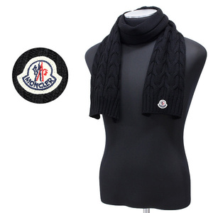 送料無料 91 MONCLER モンクレール 0001605 04S02 ブラック マフラー SCIARPA ウール 男女兼用 size M